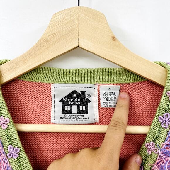 Vintage Storybook Knits pink Cardigan Sweater - Picture 3 of 4
